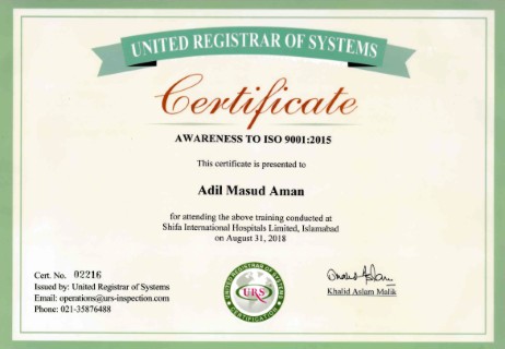 Awareness to ISO 9001:2015 Certificate